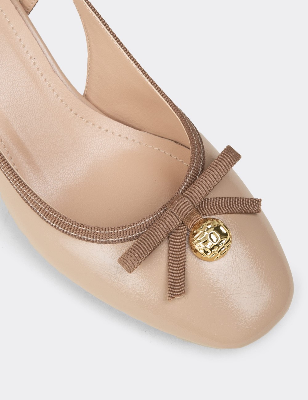 Women's Beige Block Heel Pump - RD160ZBEJM01