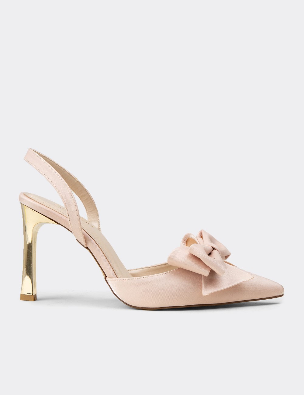 Women's Beige Satin Slingback Evening Heel - RD142ZBEJM01
