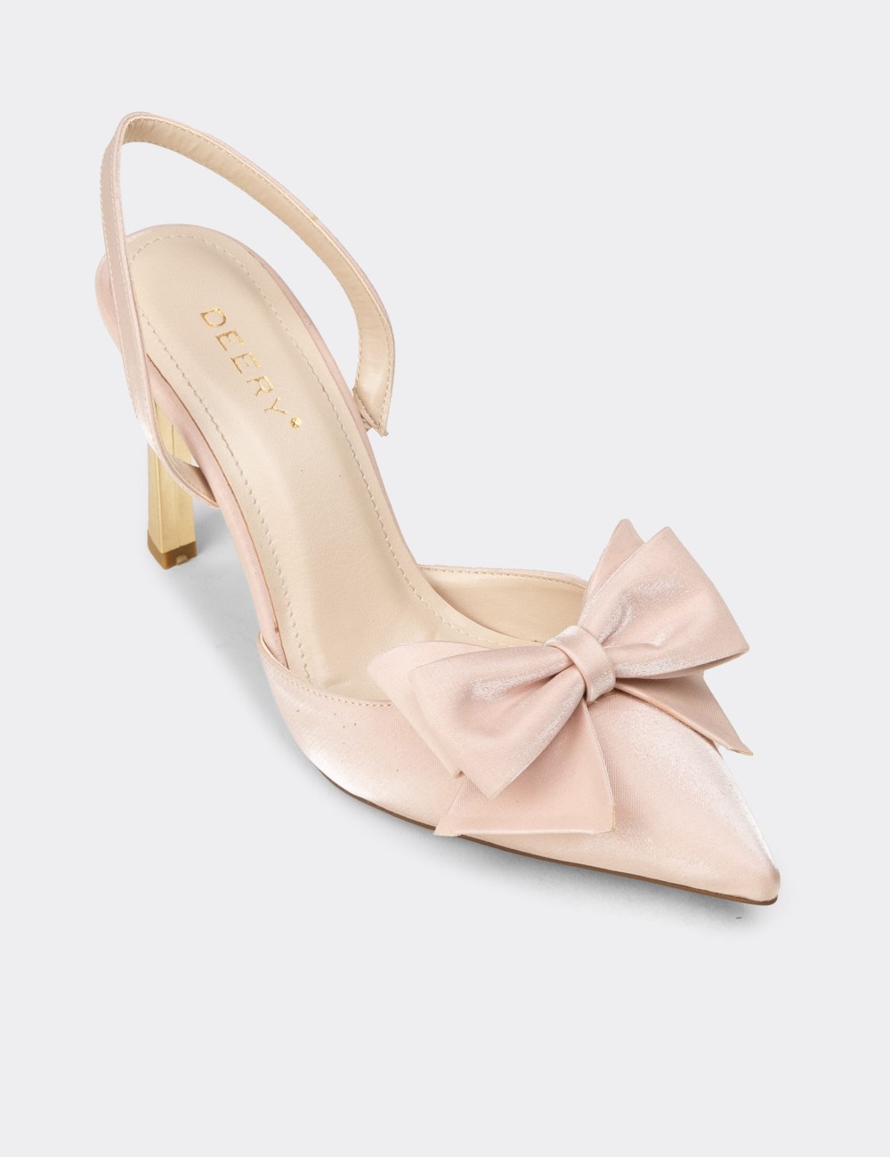 Women's Beige Satin Slingback Evening Heel - RD142ZBEJM01