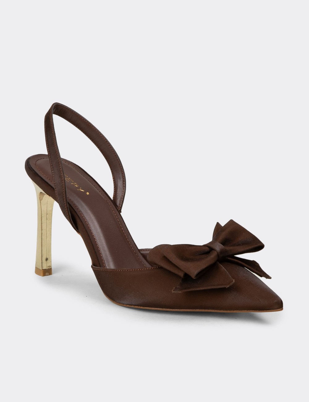 Women's Brown Satin Slingback Dress Heel - RD142ZKHVM01