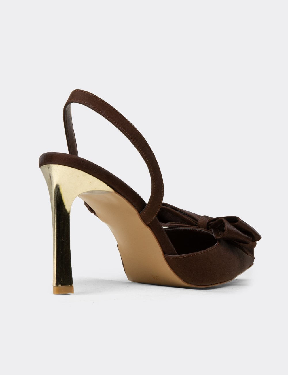 Women's Brown Satin Slingback Dress Heel - RD142ZKHVM01