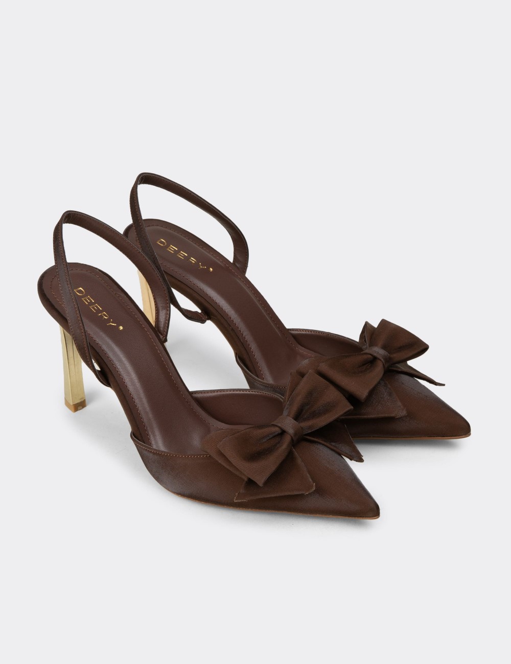 Women's Brown Satin Slingback Dress Heel - RD142ZKHVM01