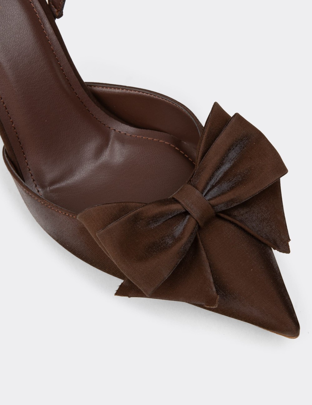 Women's Brown Satin Slingback Dress Heel - RD142ZKHVM01