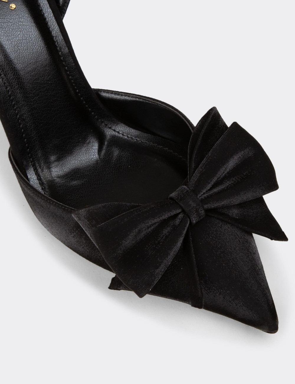 Women's Black Satin Slingback Heels for Evening - RD142ZSYHM01