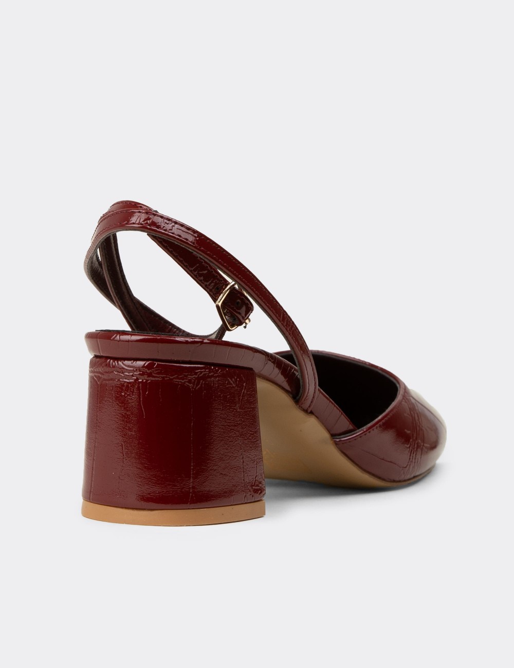 Women's Burgundy Patent Slingback Block Heels - RD016ZBRDM01