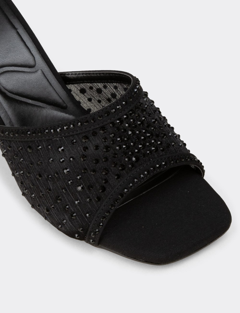 Women's Embellished Black Mule Sandals - K1231ZSYHM01