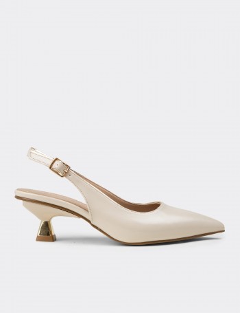 Women's Beige Slingback Pumps