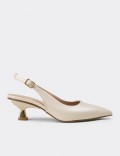 Women's Beige Slingback Pumps