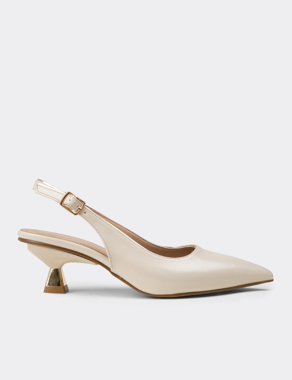 Women's Beige Slingback Pumps - K7711ZBEJM01