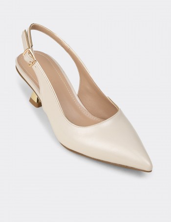 Women's Beige Slingback Pumps