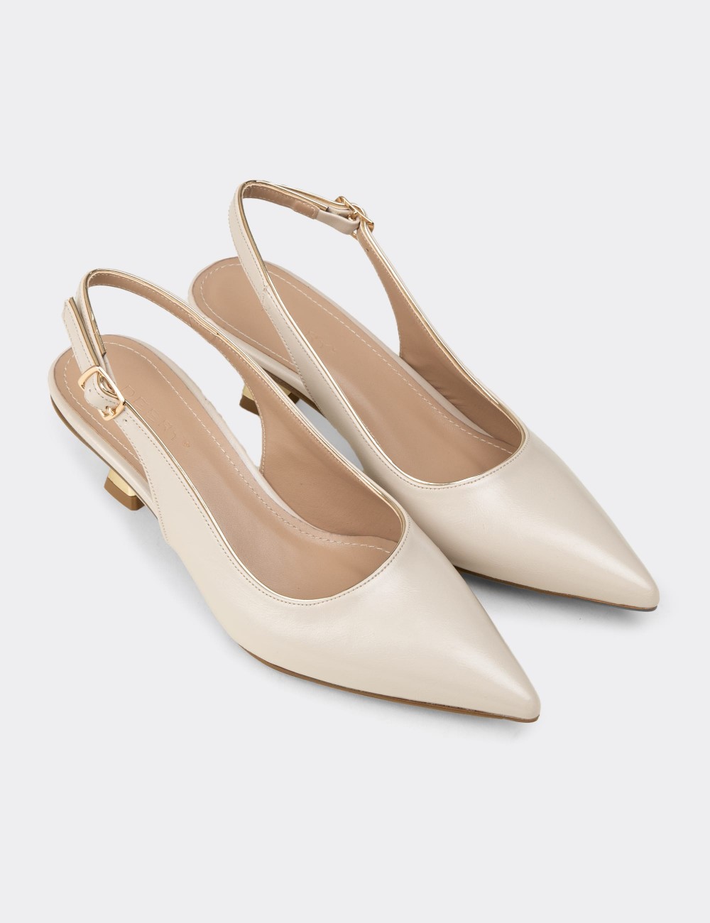Women's Beige Slingback Pumps - K7711ZBEJM01