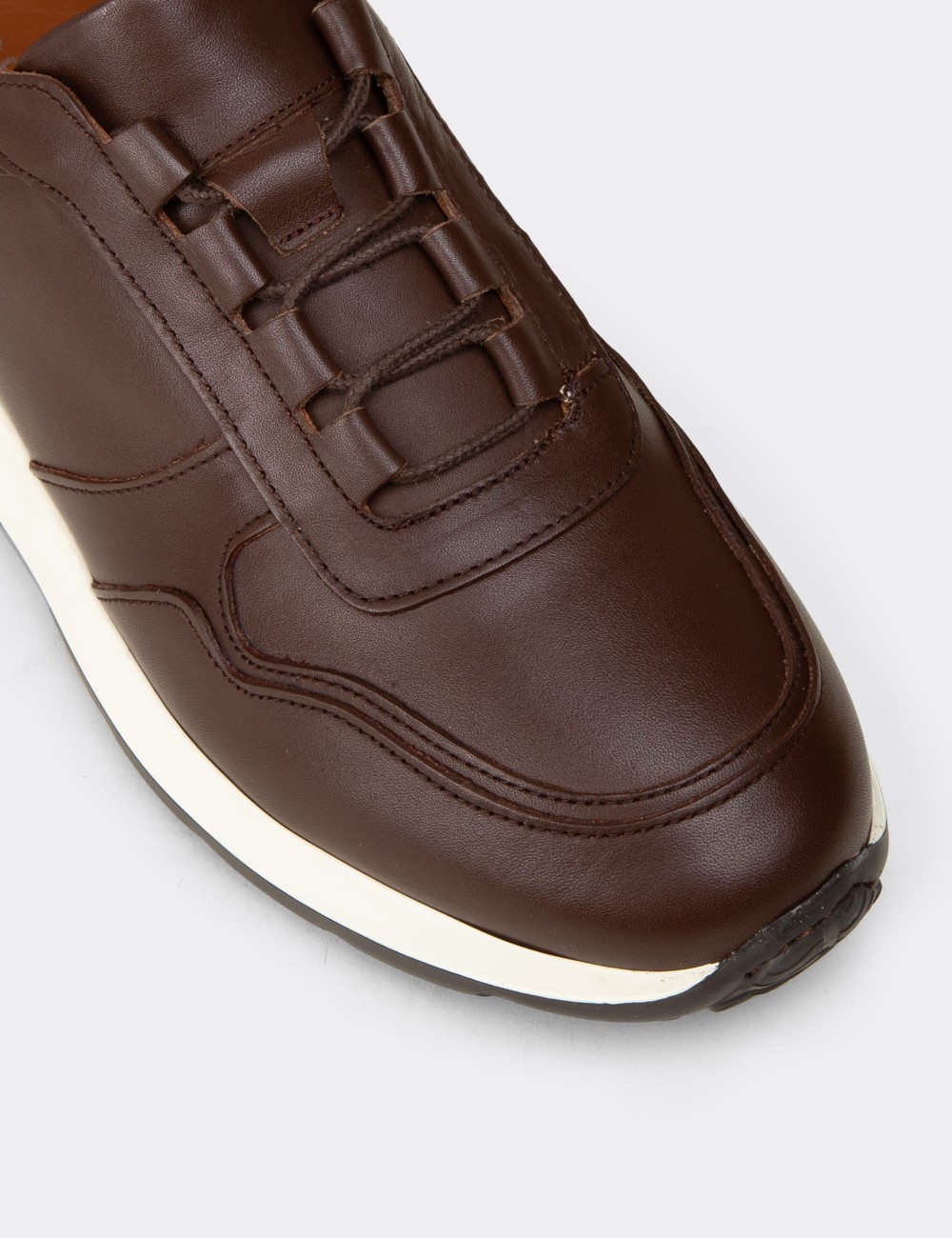 Men's Brown Leather Sneakers - E8210MKHVE01