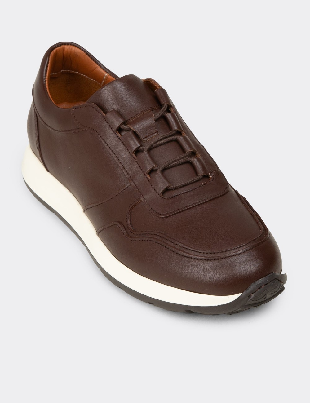 Men's Brown Leather Sneakers - E8210MKHVE01