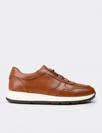 Men's Tan Leather Sneakers