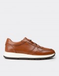 Men's Tan Leather Sneakers