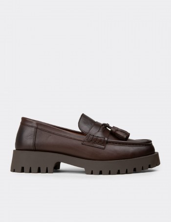 Women's Brown Leather Loafers