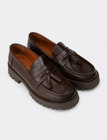 Women's Brown Leather Loafers