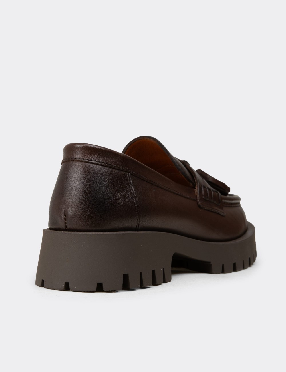 Women's Brown Leather Loafers - 02035ZKHVC03