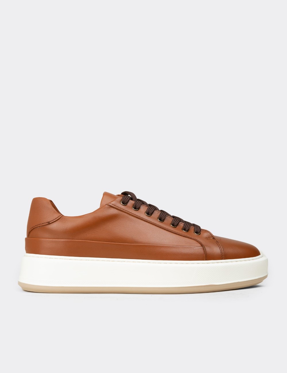 Men's Tan Leather Sneakers - E4482MTBAC01
