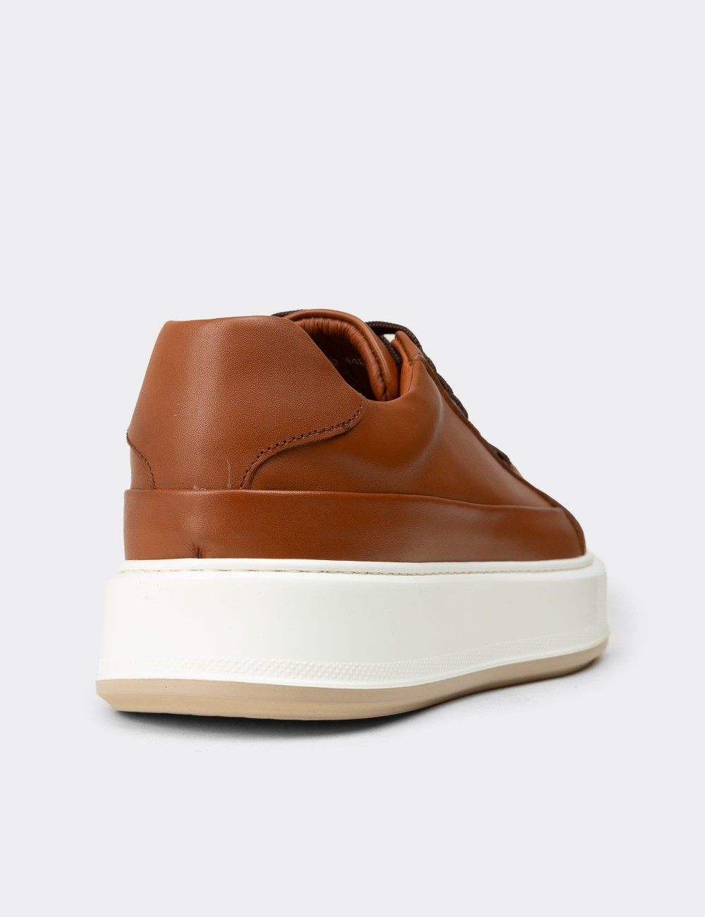 Men's Tan Leather Sneakers - E4482MTBAC01
