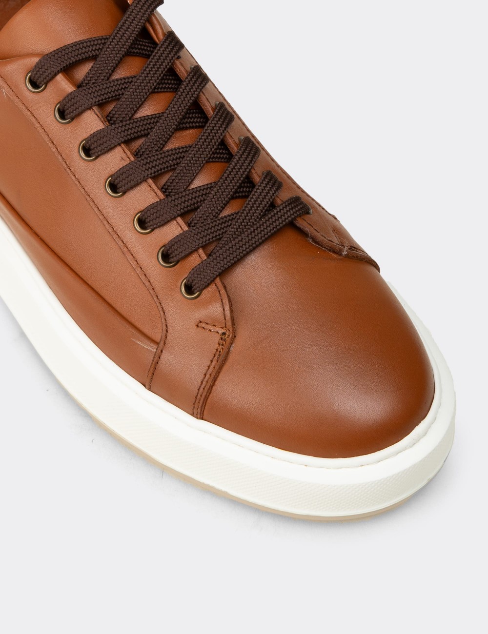 Men's Tan Leather Sneakers - E4482MTBAC01