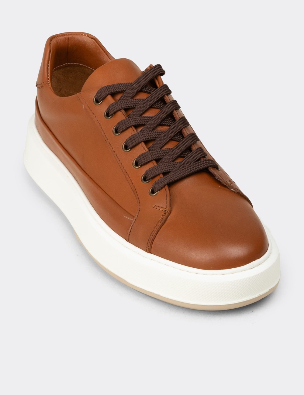 Men's Tan Leather Sneakers - E4482MTBAC01