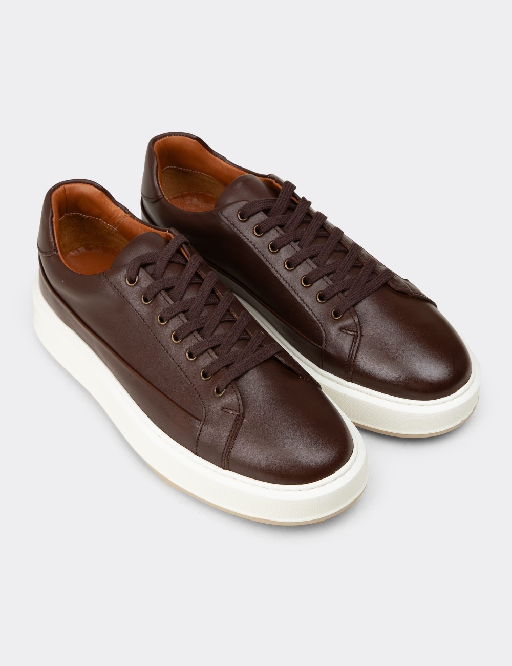Men's Brown Leather Sneakers - E4482MKHVC01