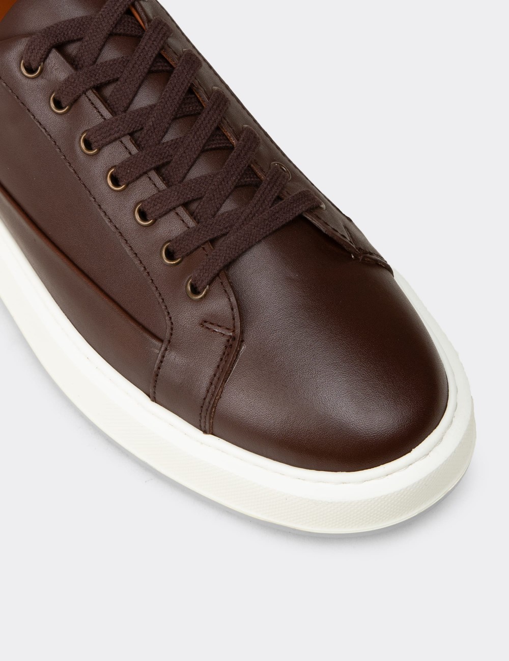 Men's Brown Leather Sneakers - E4482MKHVC01