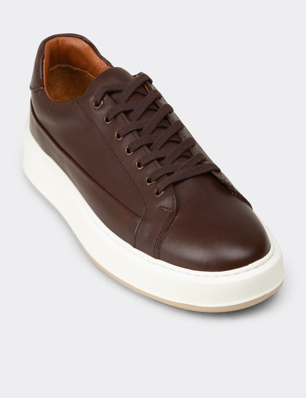 Men's Brown Leather Sneakers - E4482MKHVC01