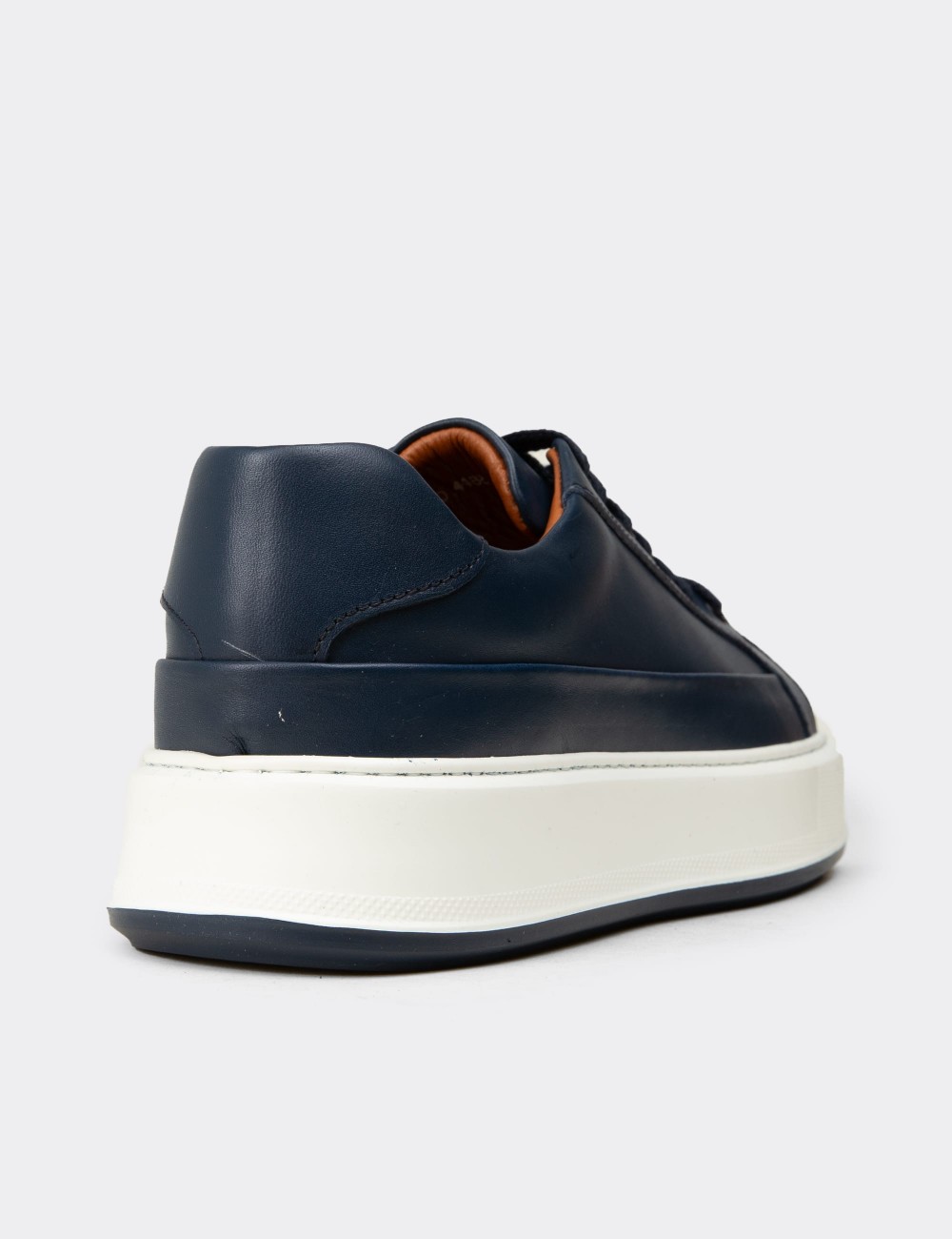 Men's Navy Leather Sneakers - E4482MLCVC01