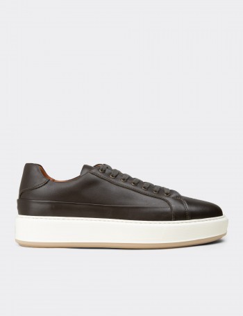Men's Khaki Leather Sneakers