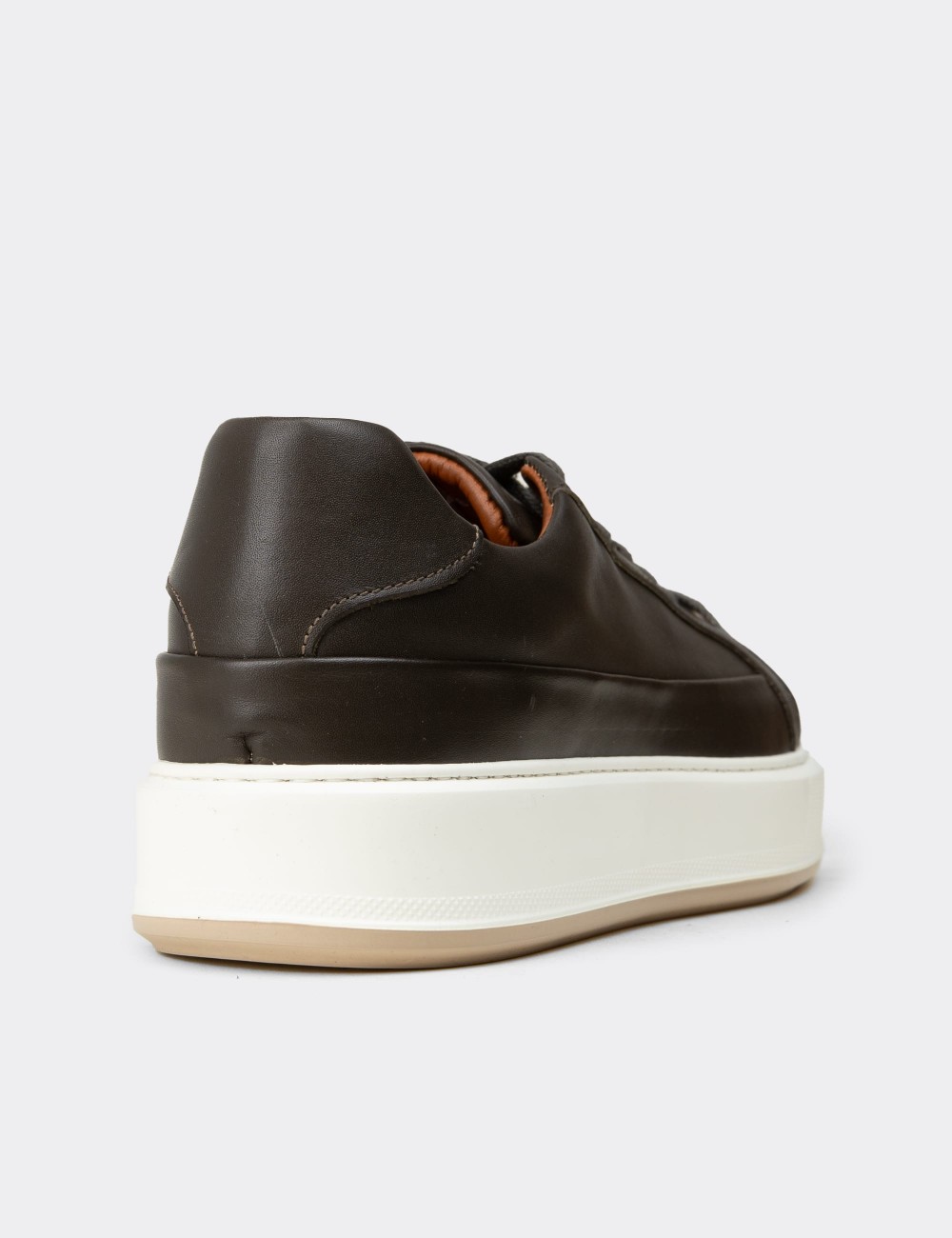 Men's Khaki Leather Sneakers - E4482MHAKC01