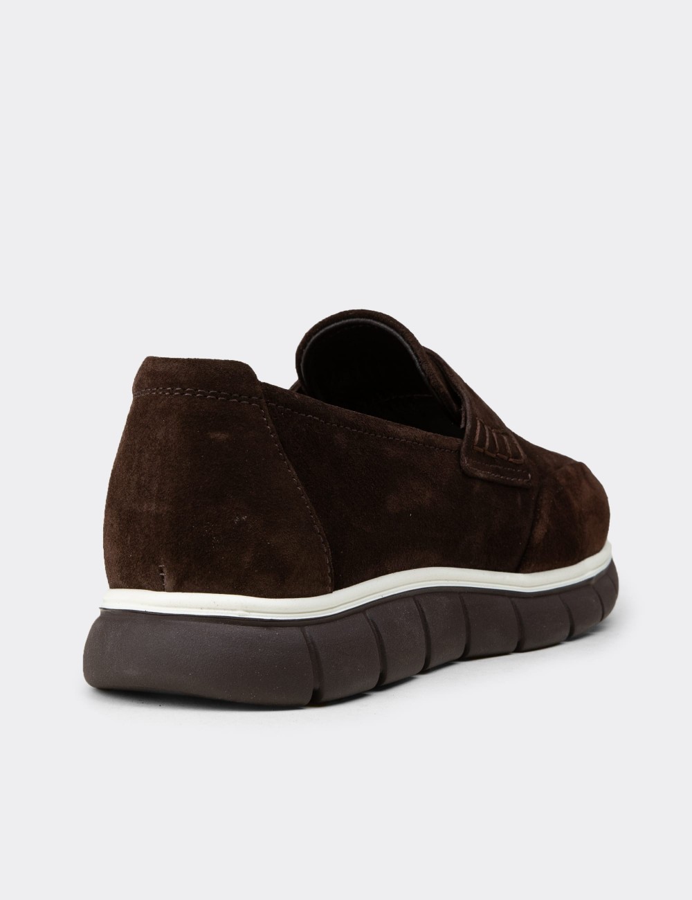 Men's Brown Suede Leather Loafers - 02045MKHVE01