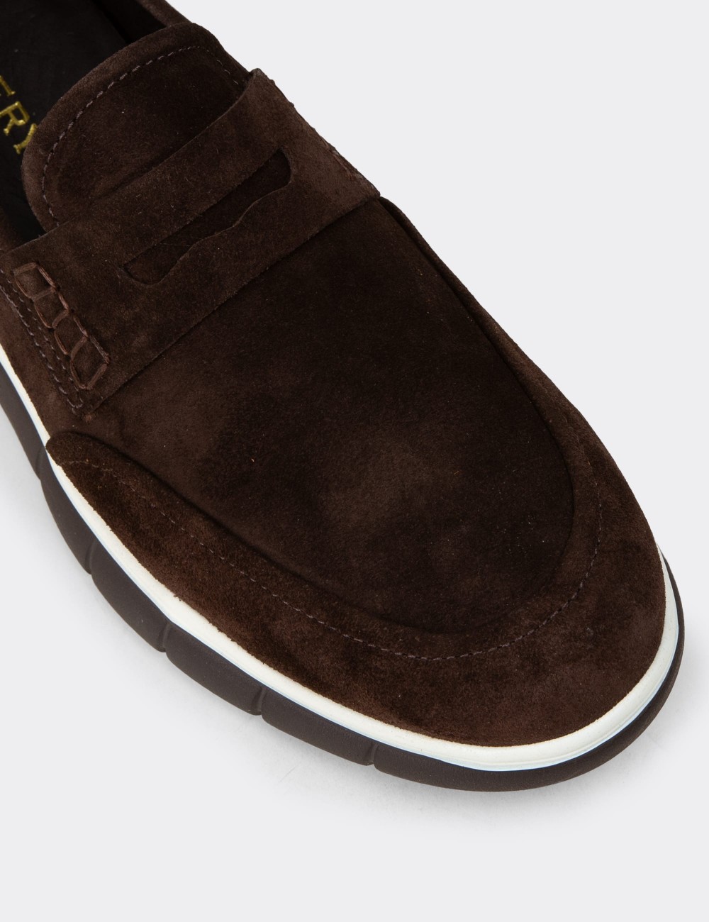 Men's Brown Suede Leather Loafers - 02045MKHVE01