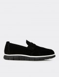 Men's Black Suede Leather Loafers