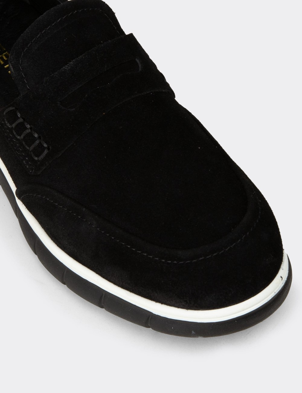 Men's Black Suede Leather Loafers - 02045MSYHE01