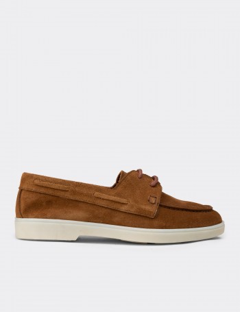 Women's Tan Suede Leather Lace-up Shoes