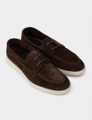 Men's Brown Suede Leather Lace-Up Footwear