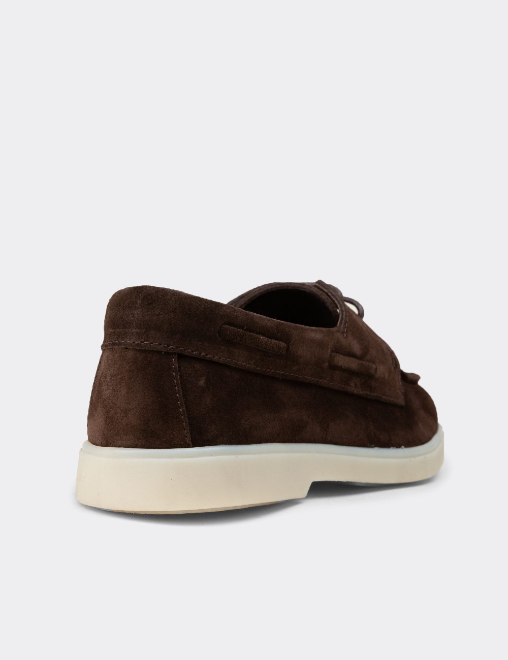 Men's Brown Suede Leather Lace-Up Footwear - 02029MKHVC01