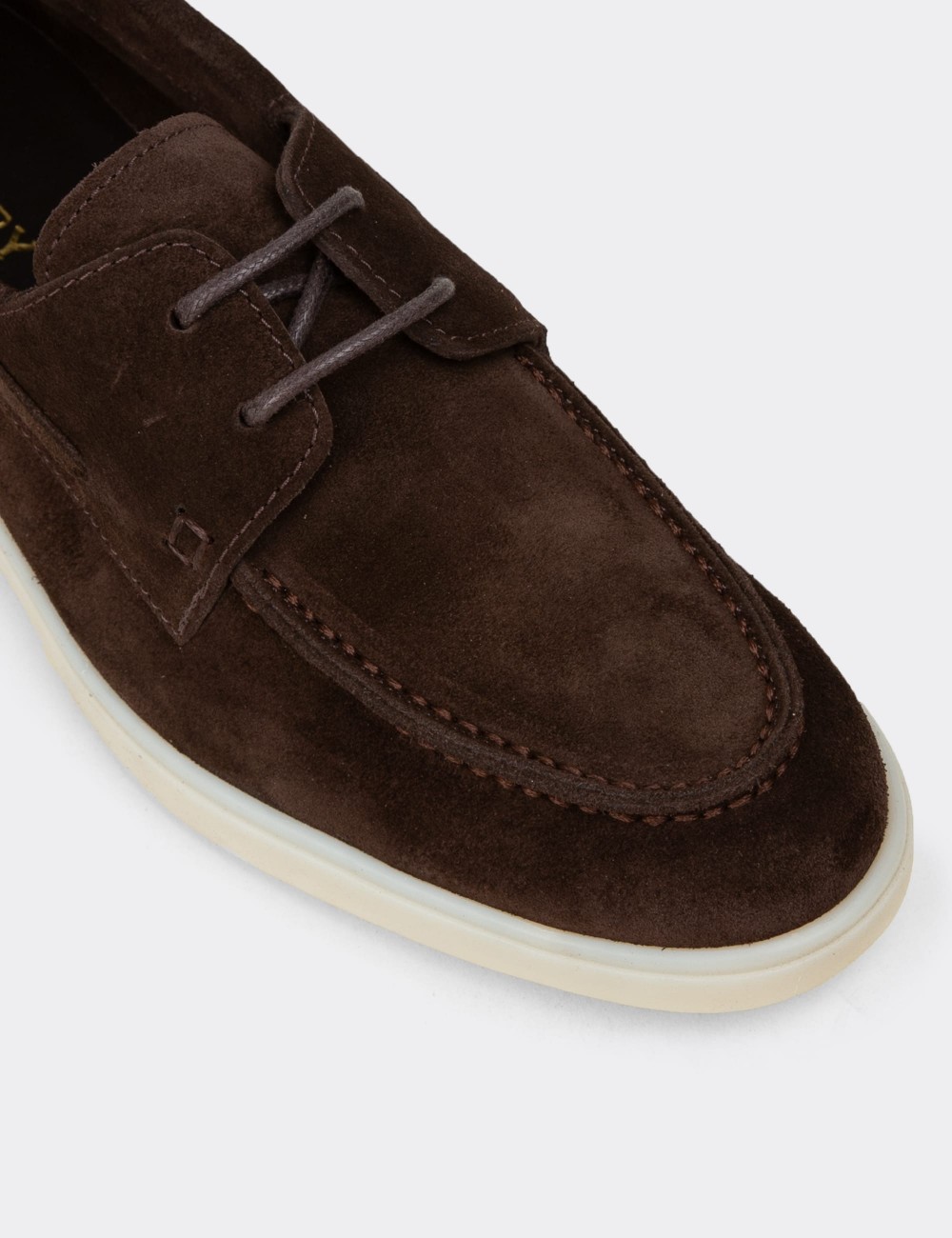 Men's Brown Suede Leather Lace-Up Footwear - 02029MKHVC01
