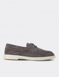 Men's Gray Suede Leather Lace-up Footwear