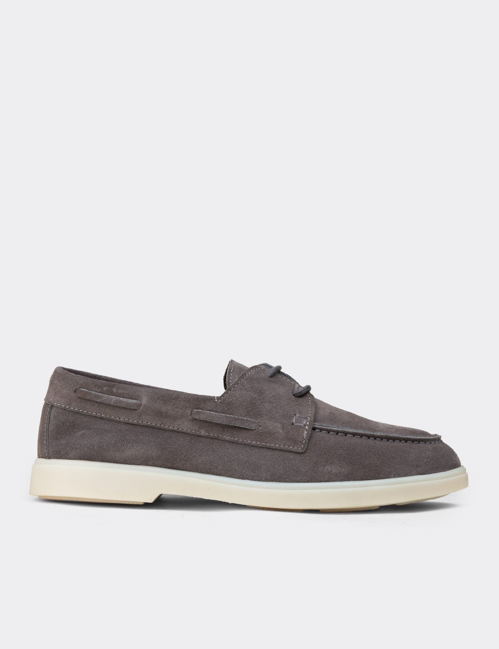 Men's Gray Suede Leather Lace-up Footwear - 02029MGRIC01