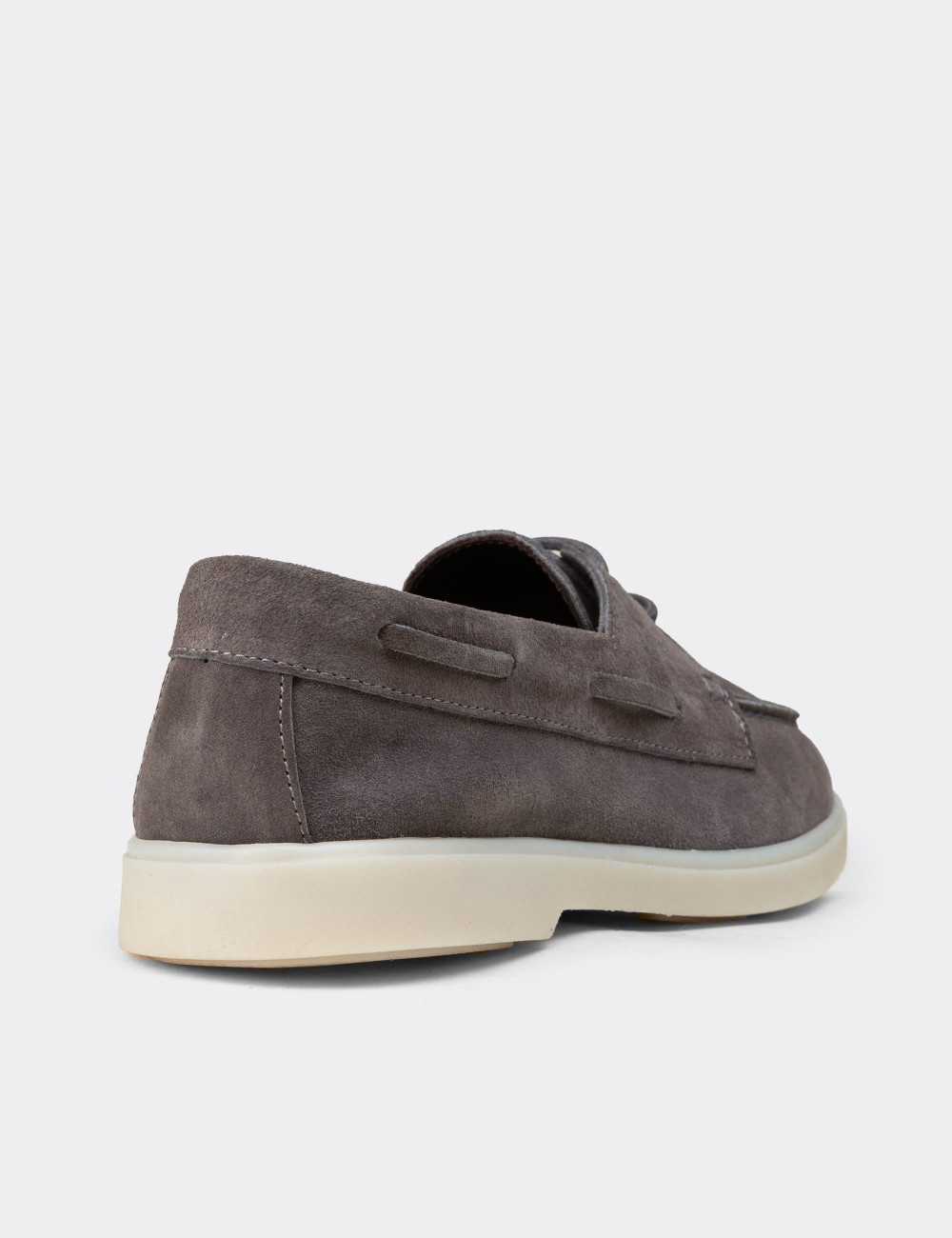 Men's Gray Suede Leather Lace-up Footwear - 02029MGRIC01