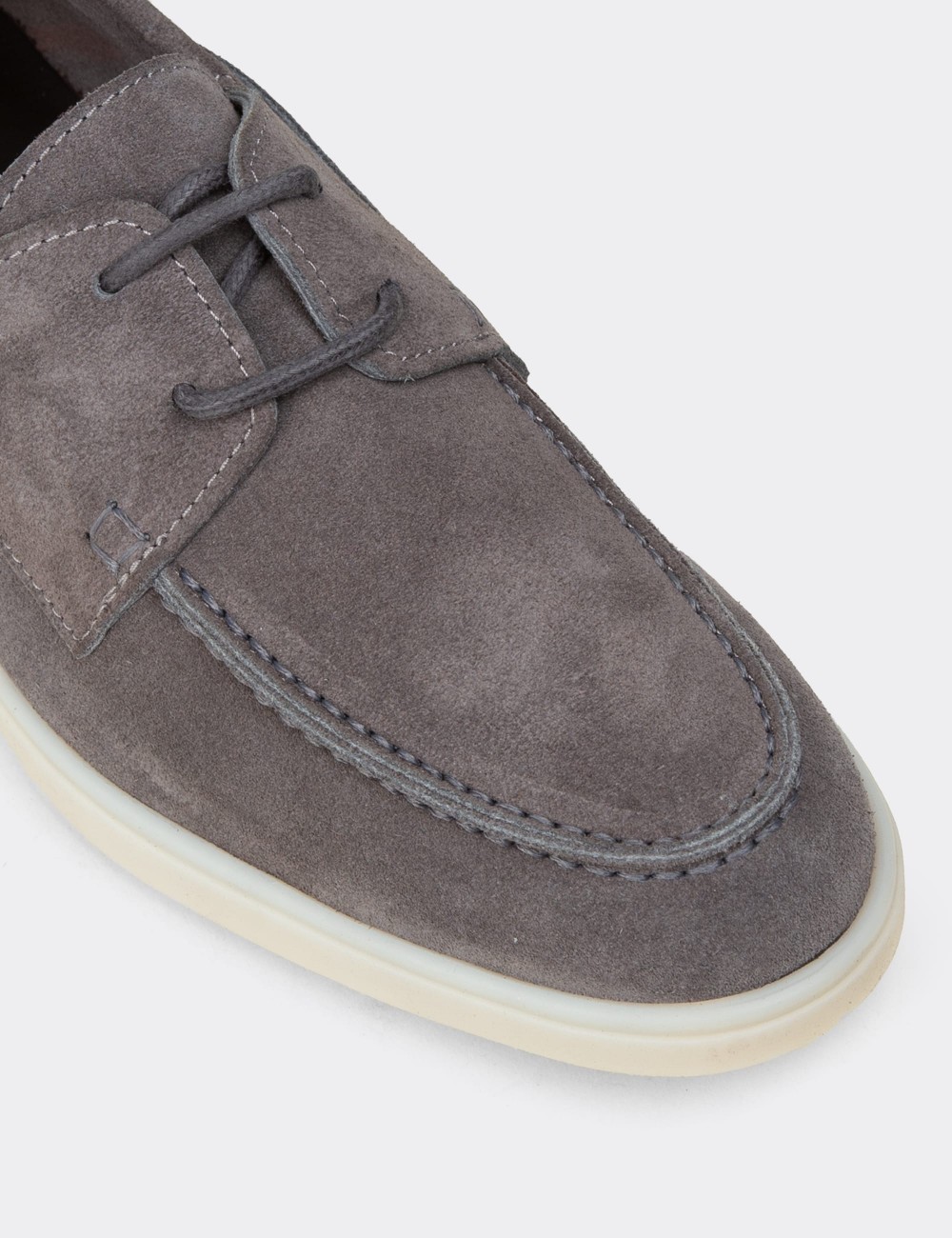 Men's Gray Suede Leather Lace-up Footwear - 02029MGRIC01