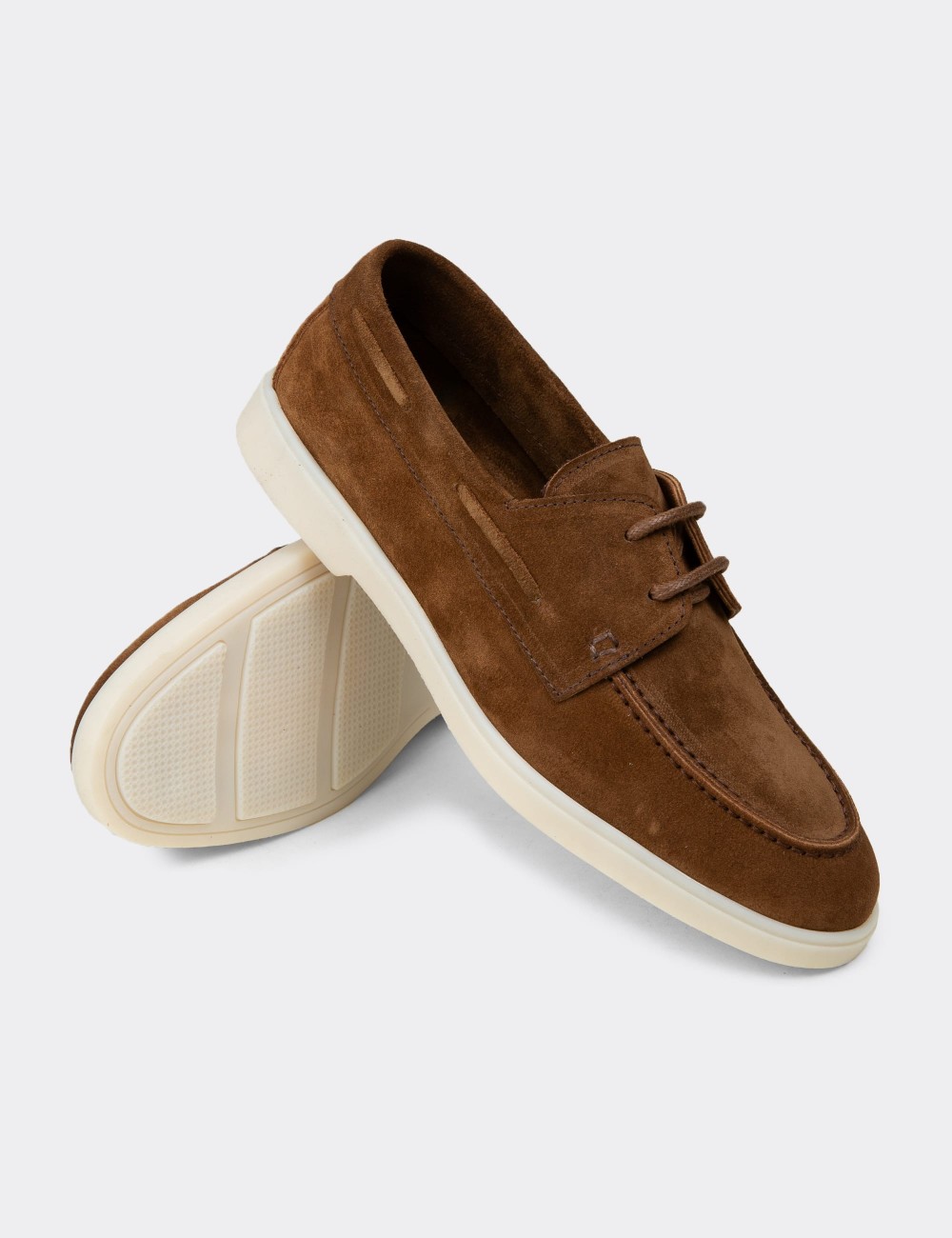 Men's Tan Suede Leather Lace-Up Footwear - 02029MTBAC01