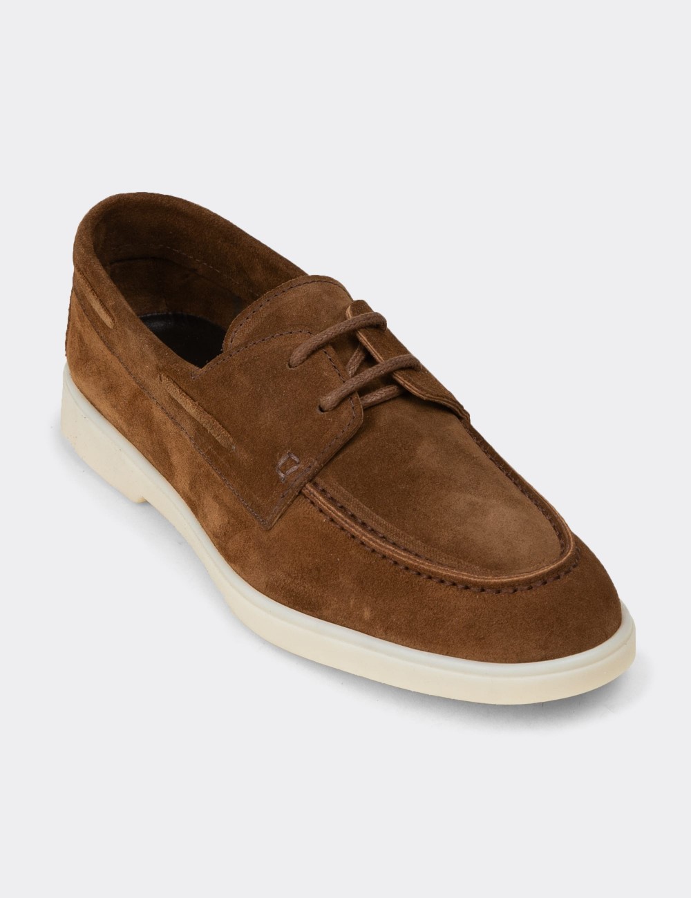 Men's Tan Suede Leather Lace-Up Footwear - 02029MTBAC01