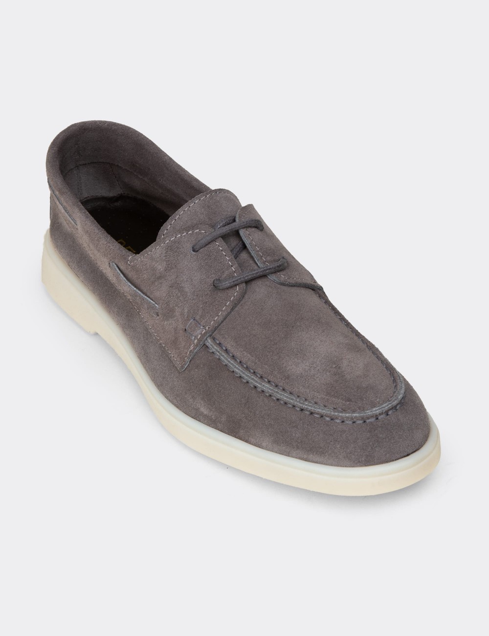 Men's Gray Suede Leather Lace-up Footwear - 02029MGRIC01
