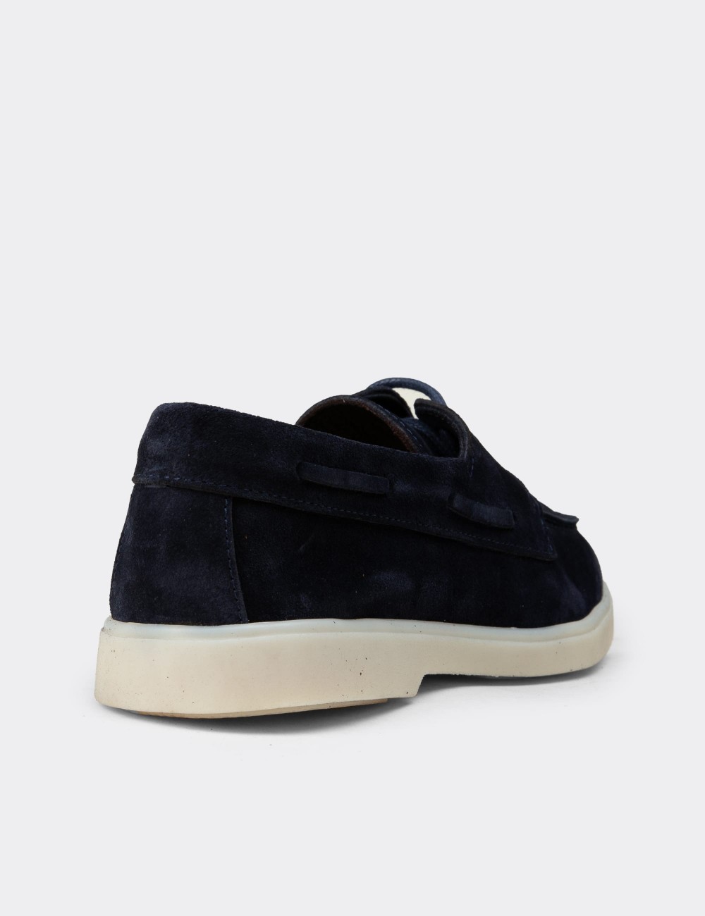 Men's Navy Suede Leather Lace-up Footwear - 02029MLCVC01