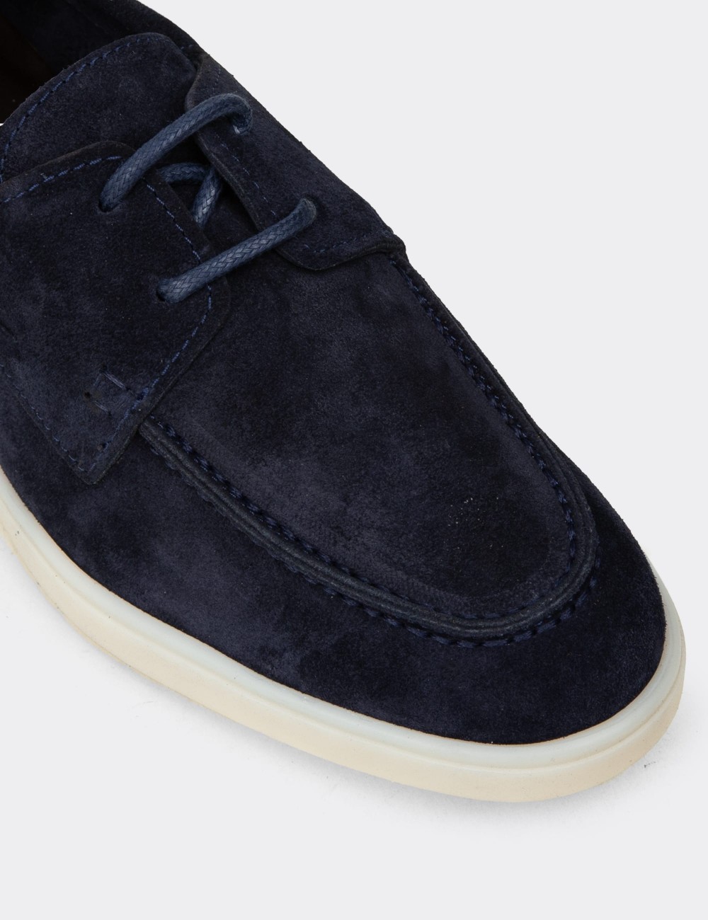 Men's Navy Suede Leather Lace-up Footwear - 02029MLCVC01