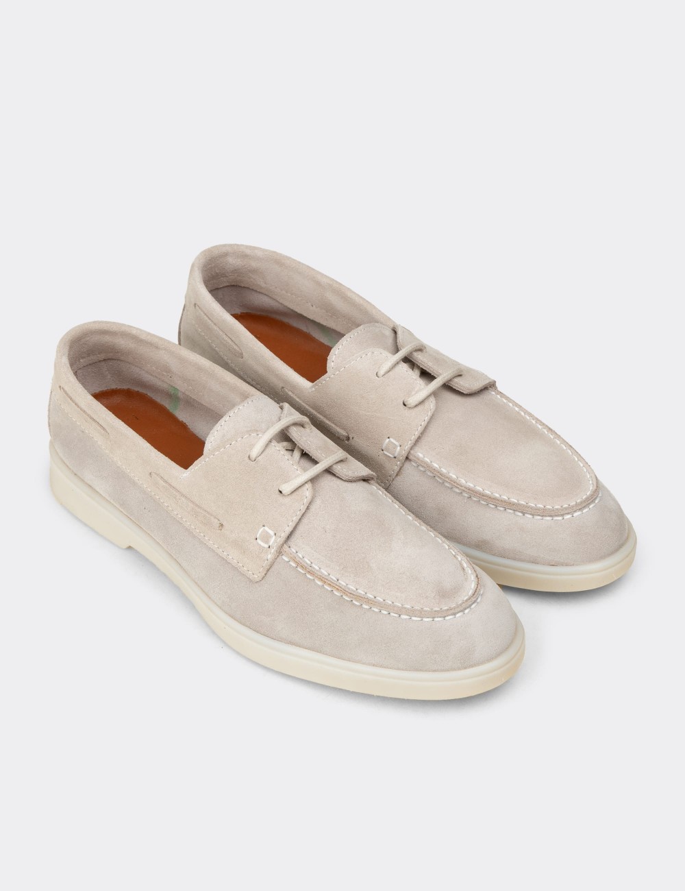 Men's Gray Suede Leather Lace-Up Oxfords - 02029MGRIC02